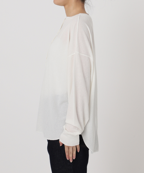 FRAMeWORK（フレームワーク）の「≪追加≫サーフニットヘンリーTee2（Tシャツ/カットソー・レディース・チャコールグレー/ホワイト/ブラウン・FREE）」の6枚目の写真