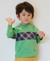 kladskap | 恐竜と街チェック切替長袖Tシャツ(Tシャツ/カットソー)