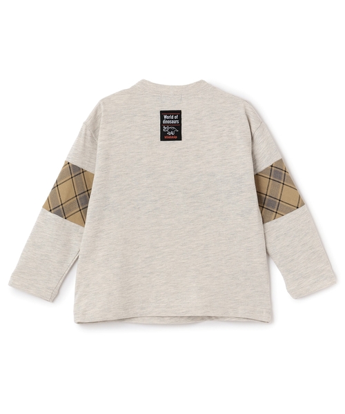 kladskap（クレードスコープ）の「恐竜と街チェック切替長袖Tシャツ（Tシャツ/カットソー・キッズ・カーキ/ホワイト系その他・90cm/110cm/120cm/100cm/130cm）」の3枚目の写真