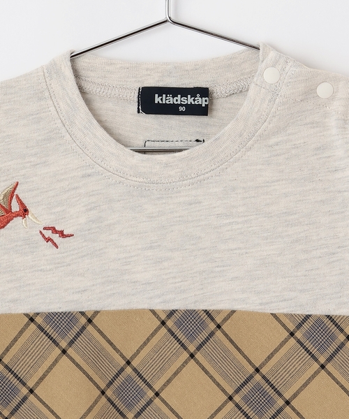 kladskap（クレードスコープ）の「恐竜と街チェック切替長袖Tシャツ（Tシャツ/カットソー・キッズ・カーキ/ホワイト系その他・90cm/110cm/120cm/100cm/130cm）」の4枚目の写真