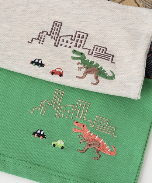kladskap（クレードスコープ）の「恐竜と街チェック切替長袖Tシャツ（Tシャツ/カットソー・キッズ・カーキ/ホワイト系その他・90cm/110cm/120cm/100cm/130cm）」の8枚目の写真