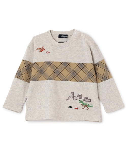 kladskap（クレードスコープ）の「恐竜と街チェック切替長袖Tシャツ（Tシャツ/カットソー・キッズ・カーキ/ホワイト系その他・90cm/110cm/120cm/100cm/130cm）」の13枚目の写真
