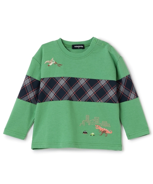 kladskap（クレードスコープ）の「恐竜と街チェック切替長袖Tシャツ（Tシャツ/カットソー・キッズ・カーキ/ホワイト系その他・90cm/110cm/120cm/100cm/130cm）」の14枚目の写真