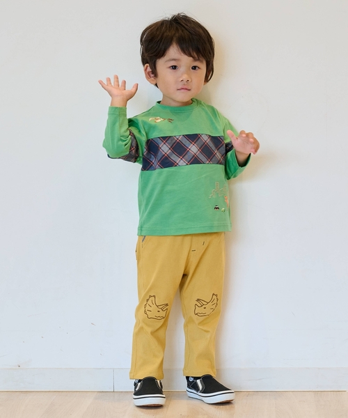 kladskap（クレードスコープ）の「恐竜と街チェック切替長袖Tシャツ（Tシャツ/カットソー・キッズ・カーキ/ホワイト系その他・90cm/110cm/120cm/100cm/130cm）」の17枚目の写真