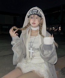 Never mind the XU / Chikashitsu+ | 【nmtc +】side gather cross long sleeve / 【エヌエムティーシープラス】サイドギャザークロス長袖Tシャツ(Tシャツ/カットソー)