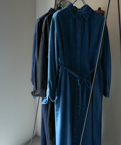 セール】デニムシャツワンピース（シャツワンピース）｜TRIANGLE