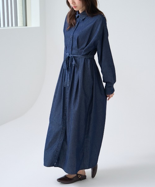 TRIANGLE PALETTE(トライアングルパレット)の「デニムシャツワンピース(シャツワンピース・レディース・ブルー/ブラック/インディゴブルー・FREE)」の20枚目の写真
