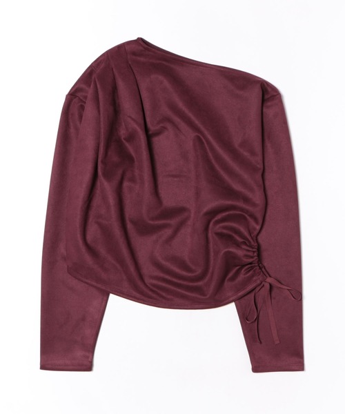 HARE（ハレ）の「スウェードドレープトップス(HARE)（Tシャツ/カットソー・レディース・ブラック/ピンク/ボルドー・FREE）」の2枚目の写真