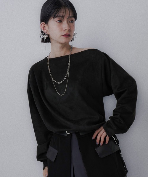 HARE（ハレ）の「スウェードドレープトップス(HARE)（Tシャツ/カットソー・レディース・ブラック/ピンク/ボルドー・FREE）」の11枚目の写真