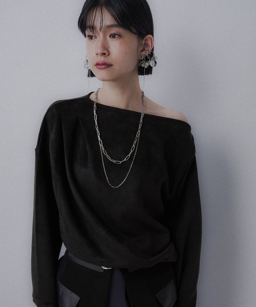 HARE（ハレ）の「スウェードドレープトップス(HARE)（Tシャツ/カットソー・レディース・ブラック/ピンク/ボルドー・FREE）」の9枚目の写真