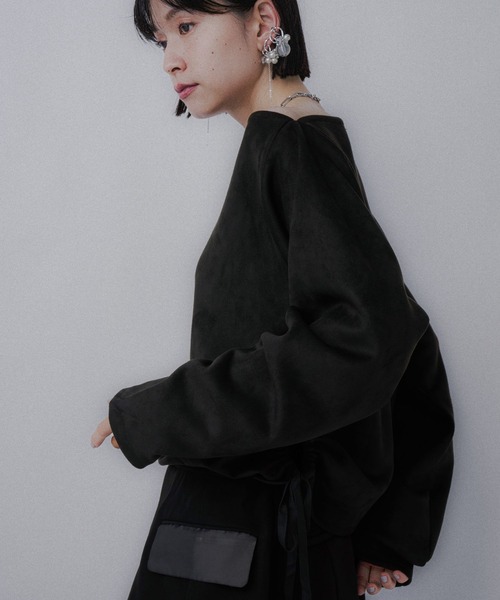 HARE（ハレ）の「スウェードドレープトップス(HARE)（Tシャツ/カットソー・レディース・ブラック/ピンク/ボルドー・FREE）」の8枚目の写真