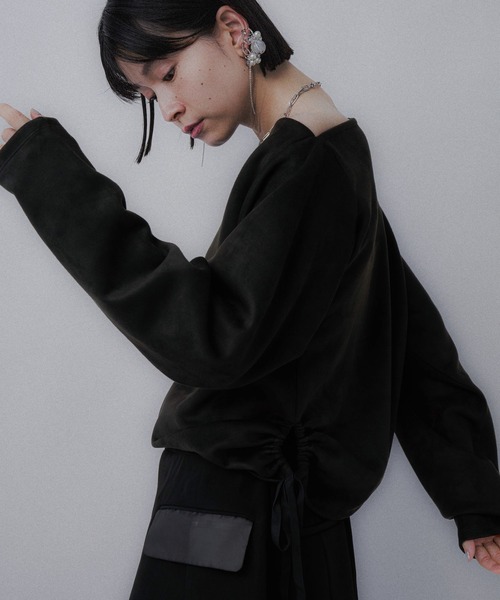 HARE（ハレ）の「スウェードドレープトップス(HARE)（Tシャツ/カットソー・レディース・ブラック/ピンク/ボルドー・FREE）」の7枚目の写真