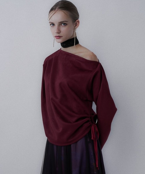 HARE（ハレ）の「スウェードドレープトップス(HARE)（Tシャツ/カットソー・レディース・ブラック/ピンク/ボルドー・FREE）」の6枚目の写真