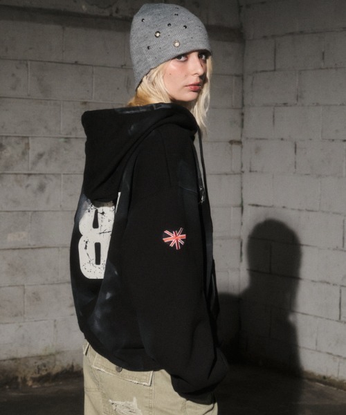 Midnight Move（ミッドナイトムーブ）の「A'GEM/9 × .kom 『MIDNIGHT MOVE/ミッドナイトムーブ』89フードZIP UP/ナンバリングデザイン フードジップアップパーカー（パーカー・レディース・ブラック/グレー・FREE）」の17枚目の写真