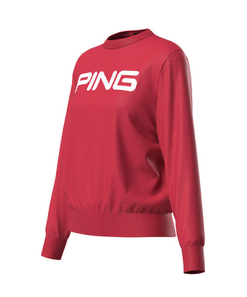【オレンジ】10カラークルーネックニットプルオーバー <LADIES LINE> (LADIES) セール】【PING APPAREL】10カラークルーネックニットプルオーバー