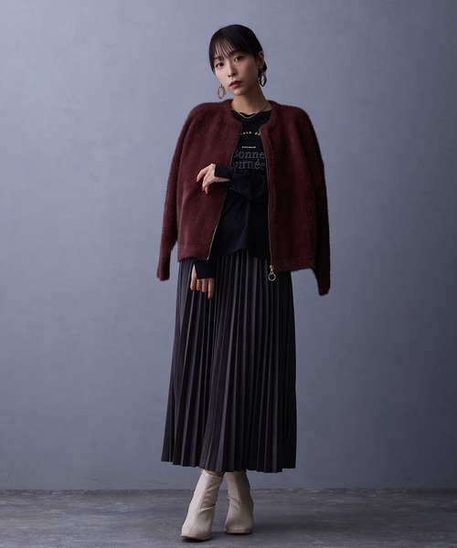 NICOLE white（ニコルホワイト）の「スエード調プリーツスカート（スカート・レディース・アイボリー/スミクロ/ベージュ・FREE）」の14枚目の写真