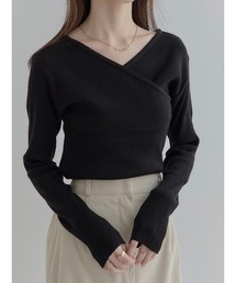 amel（エイメル）の「カシュクールリブニット / ブラック（ニット/セーター）」