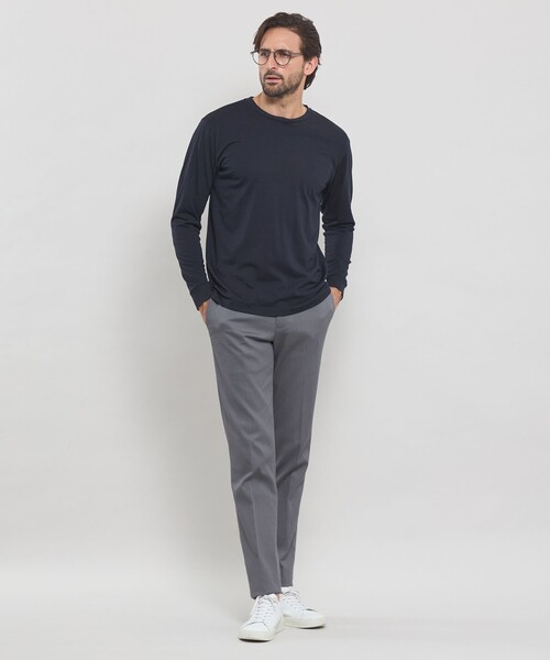 MACKINTOSH LONDON（マッキントッシュ ロンドン）の「【WEB・一部店舗限定】ウールプラックスプレーティングロングスリーブTシャツ（Tシャツ/カットソー・メンズ・ネイビー/オフホワイト・M/L/XL）」の4枚目の写真