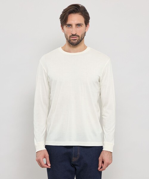 MACKINTOSH LONDON（マッキントッシュ ロンドン）の「【WEB・一部店舗限定】ウールプラックスプレーティングロングスリーブTシャツ（Tシャツ/カットソー・メンズ・ネイビー/オフホワイト・M/L/XL）」の5枚目の写真