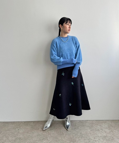 LHELBIE（レルビエ）の「【洗える】刺繍ニットフレアスカート（スカート・レディース・アイボリー/ブラック/グレー・M）」の15枚目の写真