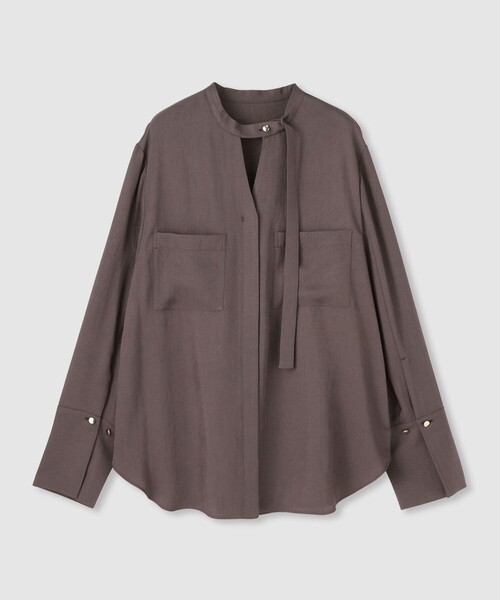 allureville（アルアバイル）の「ブライトツイルアシメボウブラウス（シャツ/ブラウス・レディース・オフホワイト/ブルー/ブラウン・2）」の3枚目の写真