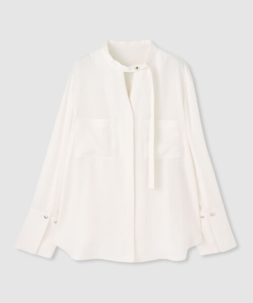 allureville（アルアバイル）の「ブライトツイルアシメボウブラウス（シャツ/ブラウス・レディース・オフホワイト/ブルー/ブラウン・2）」の2枚目の写真