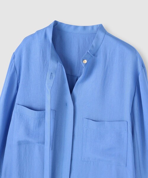 allureville（アルアバイル）の「ブライトツイルアシメボウブラウス（シャツ/ブラウス・レディース・オフホワイト/ブルー/ブラウン・2）」の5枚目の写真