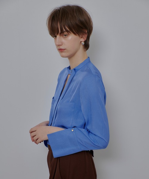 allureville（アルアバイル）の「ブライトツイルアシメボウブラウス（シャツ/ブラウス・レディース・オフホワイト/ブルー/ブラウン・2）」の16枚目の写真