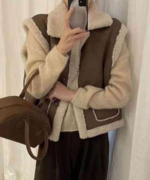 SHEPP（シープ）の「ムートンボアベスト（ベスト・レディース・ブラック/ブラウン/ベージュ・L/M）」の13枚目の写真