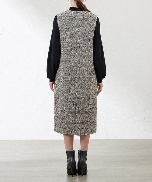 セール】【Anniversary Piece】【尾州素材】ツイードジャンパードレス