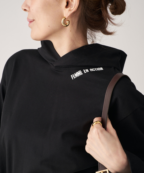 VERMEIL par iena（ヴェルメイユパーイエナ）の「cotton pullover hoodie（Tシャツ/カットソー・レディース・ブラック/ホワイト・FREE）」の4枚目の写真