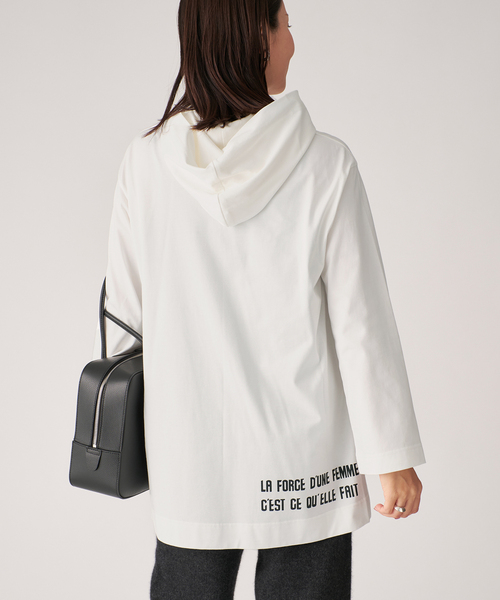 VERMEIL par iena（ヴェルメイユパーイエナ）の「cotton pullover hoodie（Tシャツ/カットソー・レディース・ブラック/ホワイト・FREE）」の12枚目の写真