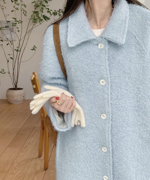 frunco(フランコ)の「モヘアコート(ステンカラーコート・レディース・ブルー/ピンク・FREE)」の9枚目の写真