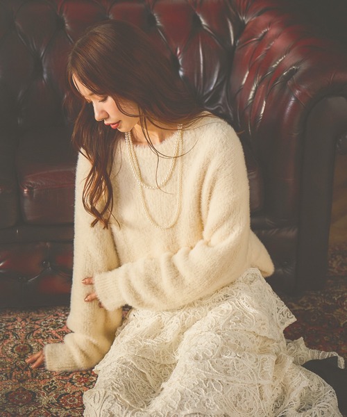 セール】無地柄シャギーニットプルオーバー 612371（ニット/セーター