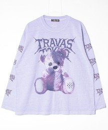 『TRAVAS TOKYO/トラバス トーキョー』ピグメント加工つぎはぎくまプリントL/S Tee/ロングスリーブカットソー