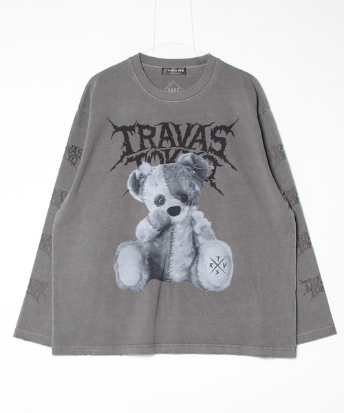 TRAVAS TOKYO(トラバス トウキョウ)の「『TRAVAS TOKYO/トラバス トーキョー』ピグメント加工つぎはぎくまプリントL/S Tee/ロングスリーブカットソー(Tシャツ/カットソー・レディース・ライトパープル/チャコールグレー/ブラック・FREE)」の2枚目の写真