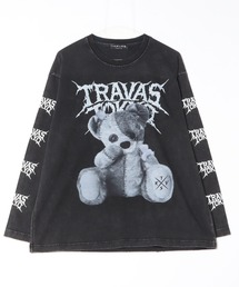 TRAVAS TOKYO | 『TRAVAS TOKYO/トラバス トーキョー』ピグメント加工つぎはぎくまプリントL/S Tee/ロングスリーブカットソー(Tシャツ/カットソー)