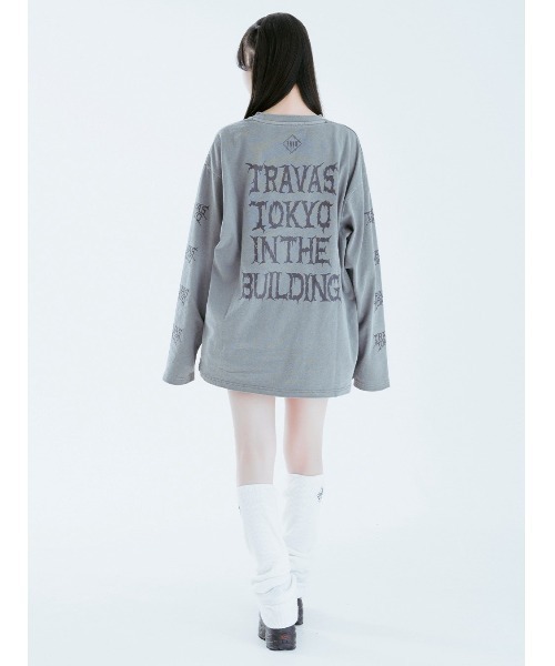 TRAVAS TOKYO(トラバス トウキョウ)の「『TRAVAS TOKYO/トラバス トーキョー』ピグメント加工つぎはぎくまプリントL/S Tee/ロングスリーブカットソー(Tシャツ/カットソー・レディース・ライトパープル/チャコールグレー/ブラック・FREE)」の10枚目の写真