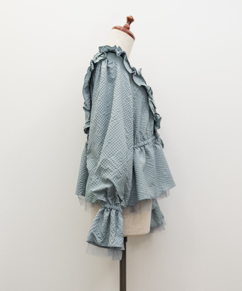CLETTE(クレット)の「CLETTEオリジナルフリルデザインペプラムブラウス(シャツ/ブラウス・レディース・ブルーグリーン/ブラック/オフホワイト・LL/3L/4L)」の19枚目の写真