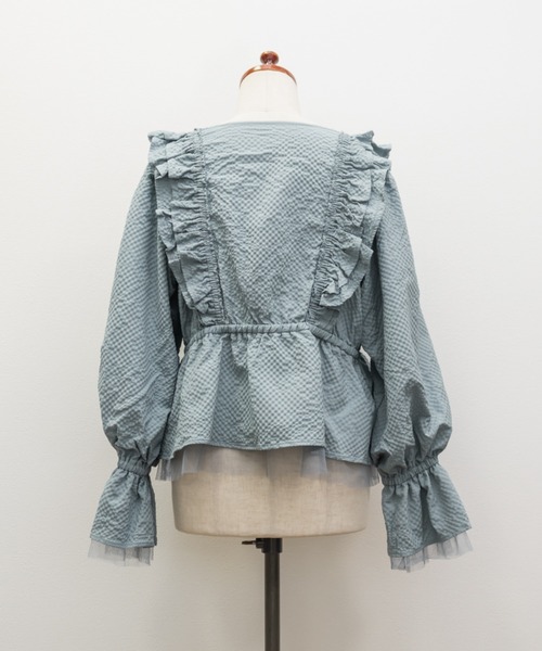 CLETTE(クレット)の「CLETTEオリジナルフリルデザインペプラムブラウス(シャツ/ブラウス・レディース・ブルーグリーン/ブラック/オフホワイト・LL/3L/4L)」の20枚目の写真
