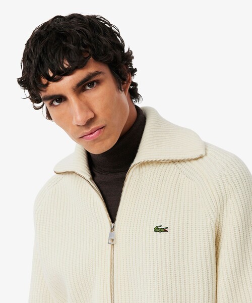 LACOSTE(ラコステ)の「ミドルゲージハイネックジップウールセーター / ドライバーズニット(ニット/セーター・メンズ・オフホワイト/ネイビー・2/4/3/5)」の10枚目の写真