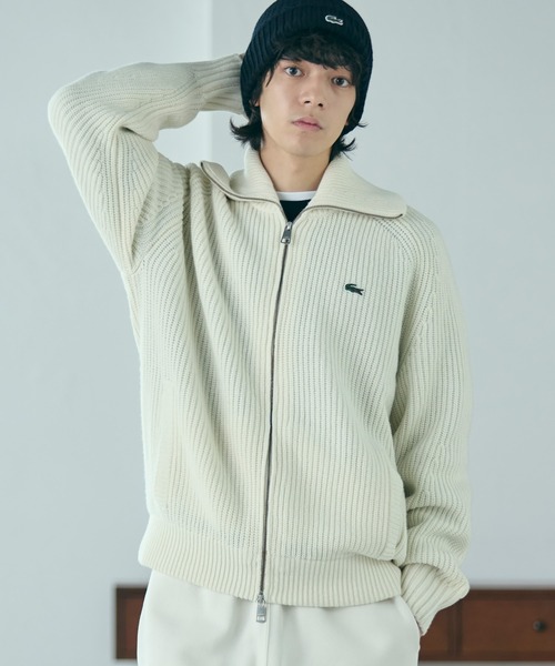 LACOSTE(ラコステ)の「ミドルゲージハイネックジップウールセーター / ドライバーズニット(ニット/セーター・メンズ・オフホワイト/ネイビー・2/4/3/5)」の18枚目の写真