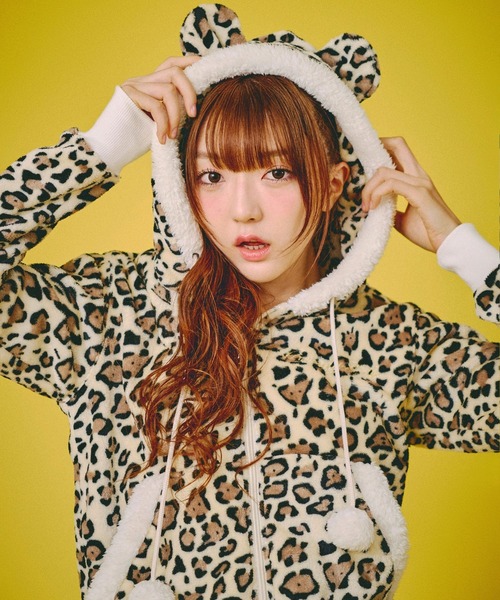 セール】GALFY（ガルフィー）ふわもこギャルSET UP/ヒョウ柄ジップ