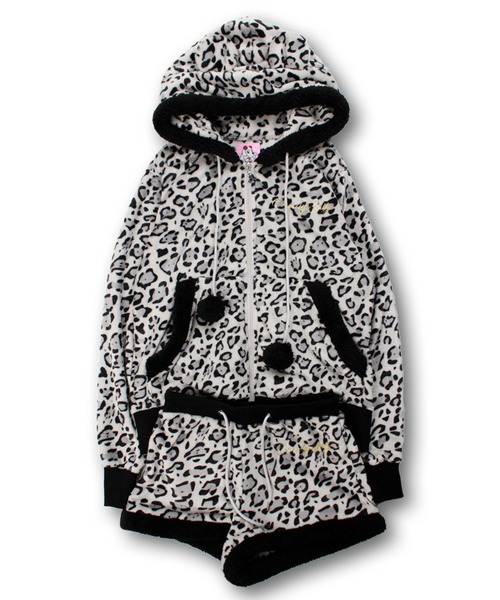 GALFY（ガルフィー）ふわもこギャルSET UP/ヒョウ柄ジップアップ