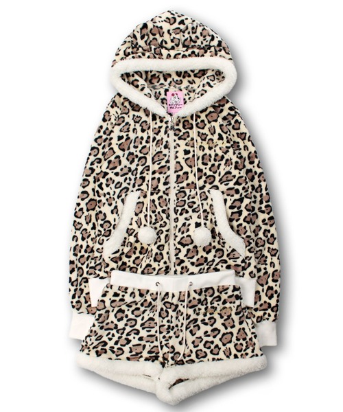 セール】GALFY（ガルフィー）ふわもこギャルSET UP/ヒョウ柄ジップ