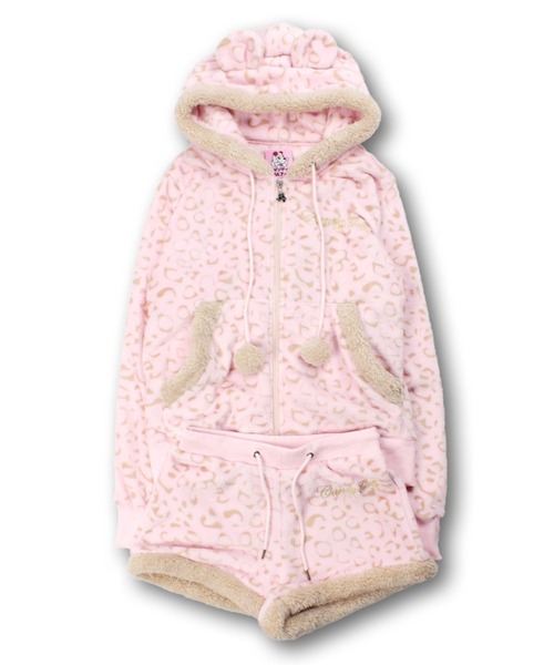 セール】GALFY（ガルフィー）ふわもこギャルSET UP/ヒョウ柄ジップ