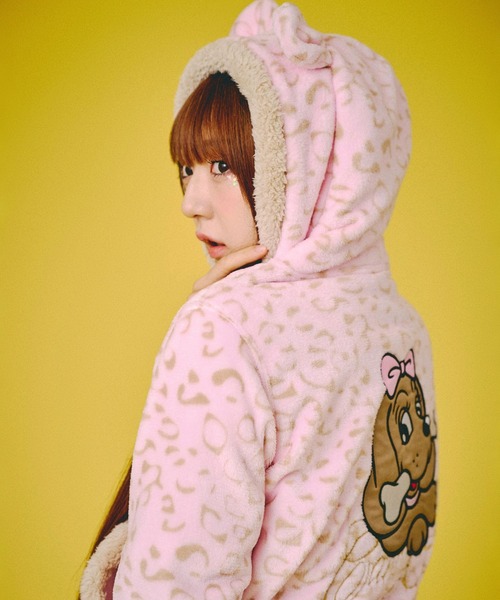 GALFY（ガルフィー）ふわもこギャルSET UP/ヒョウ柄ジップアップ