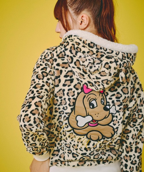 セール】GALFY（ガルフィー）ふわもこギャルSET UP/ヒョウ柄ジップ