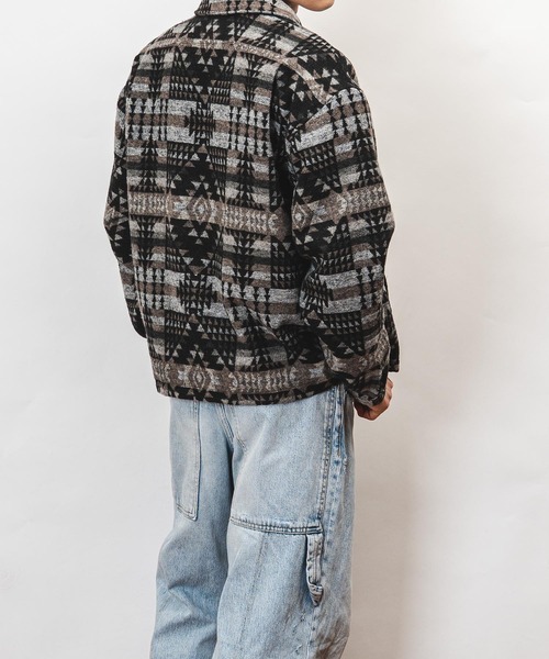 Healthknit Product(ヘルスニットプロダクト)の「Healthknit Product ヘルスニットプロダクト コヨーテ 刺繍 オルテガ柄 ジャケット(GW)(その他アウター・メンズ・ブラウン/ブラック・XL/L/M)」の8枚目の写真