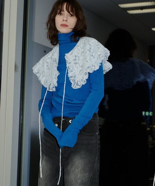 yae（ヤエ）の「Lace collar apron / レースカラーエプロン（付け襟・レディース・ブラック/ライトブルー・FREE）」の21枚目の写真